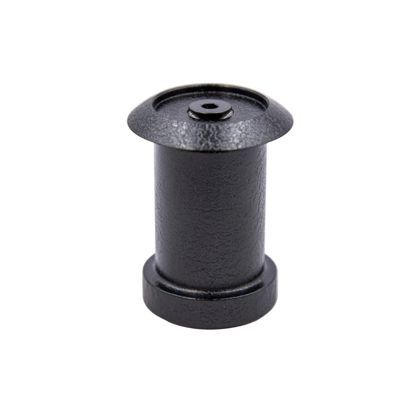 Black metal shift knob on a white background