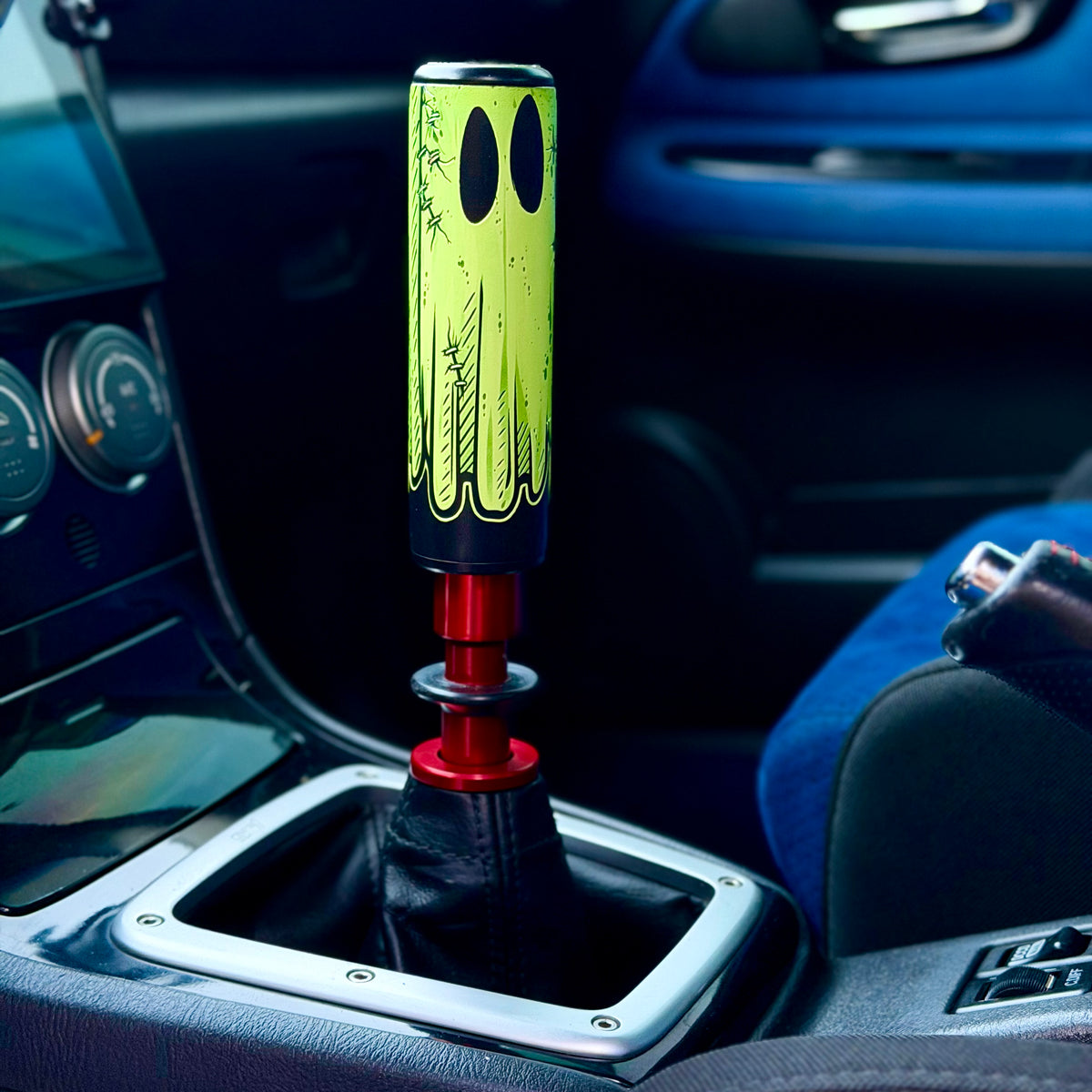 Ghosted TallBoy green ghost shift knob installed in car - BAM SHIFTS