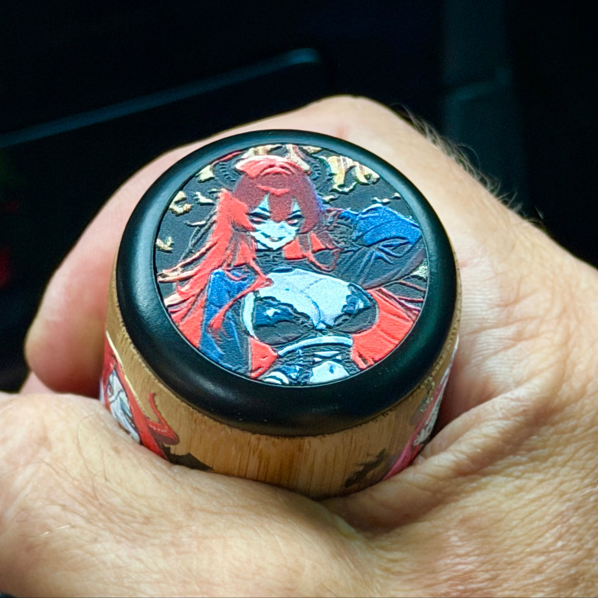 HellBound Top Coin textured demon queen graphic close-up - BAM SHIFTS
