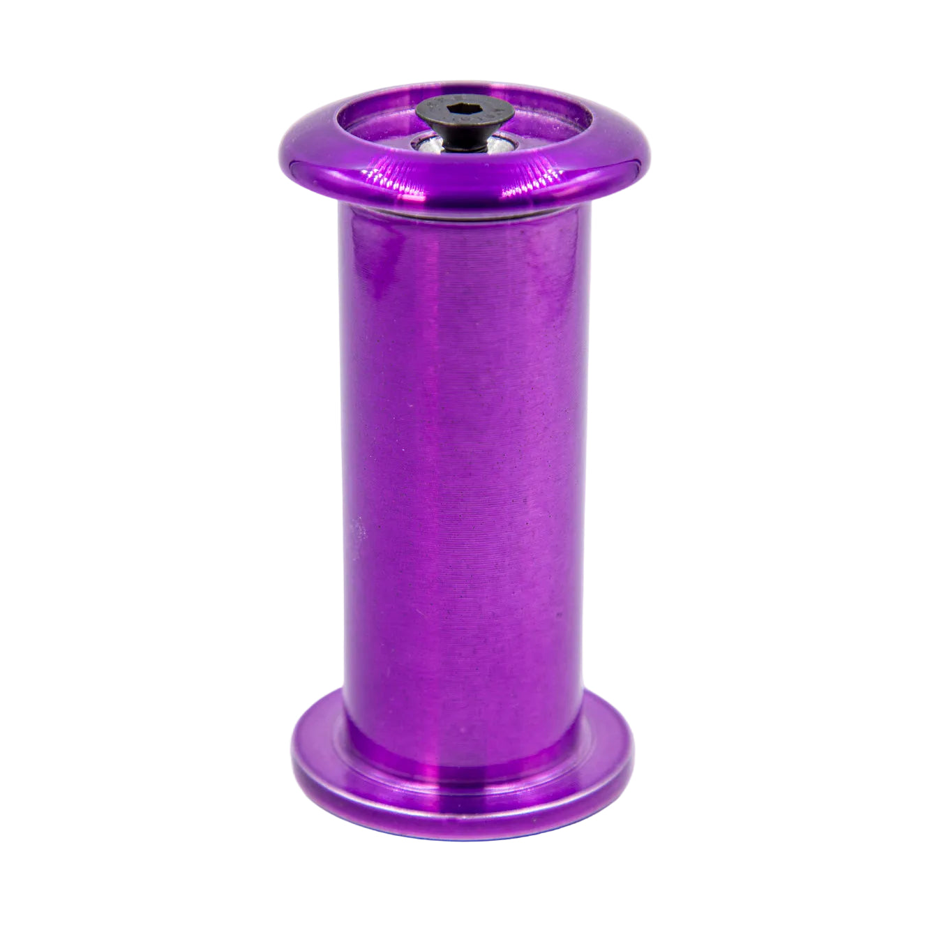 Purple metal spool on a white background