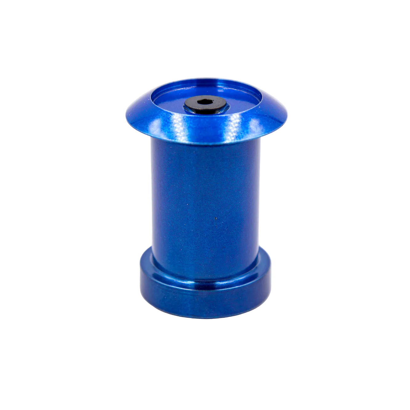 Blue metal spool on a white background