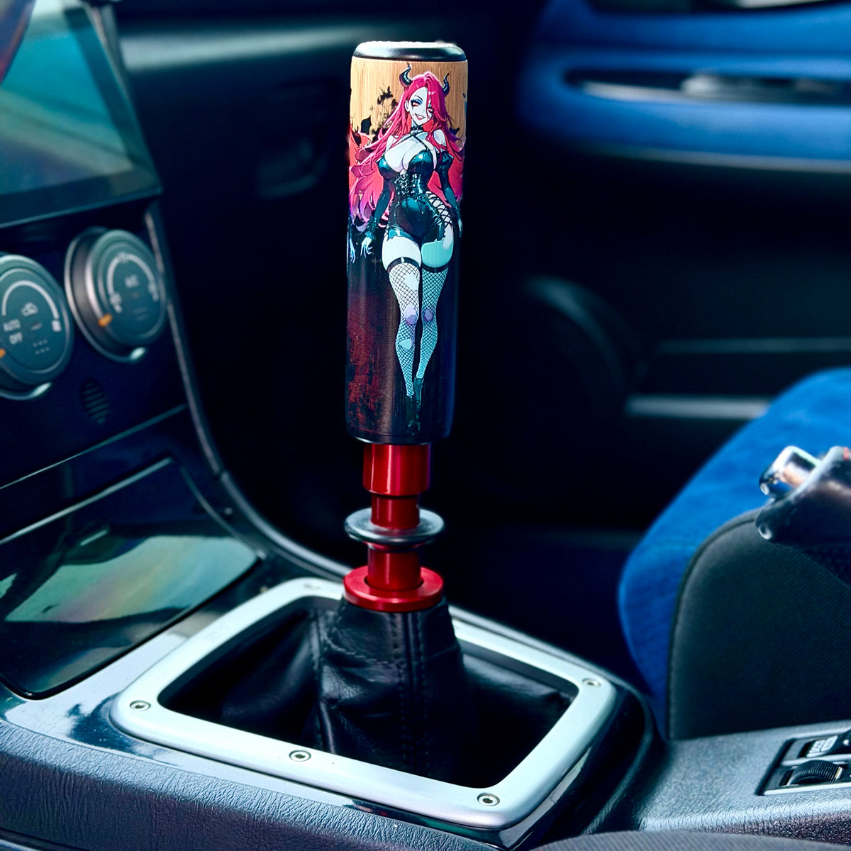 HellBound TallBoy demon queen bamboo shift knob installed in car - BAM SHIFTS
