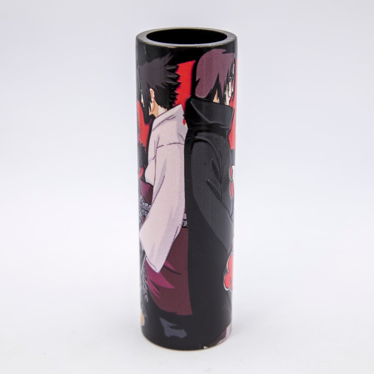Cylindrical product with anime character design on a white background